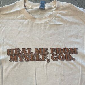Vintage 90s Heal Me From Myself God Graphic T-Shirt Cream